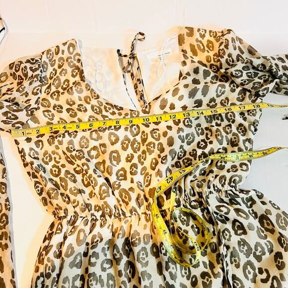 June & Hudson Leopard Print Long Sleeve Romper Size S Small Brown Ivory NWT - Picture 5 of 7